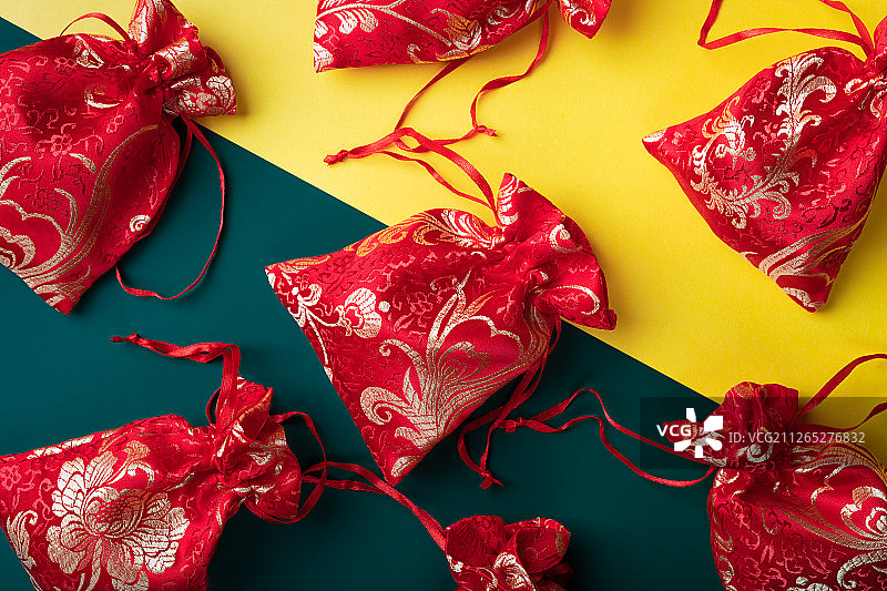 红包金色刺绣福袋新春素材图片素材