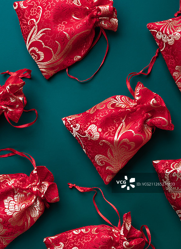 红包金色刺绣福袋新春素材图片素材