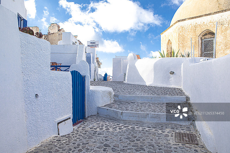 希腊圣托里尼的阶梯道路图片素材