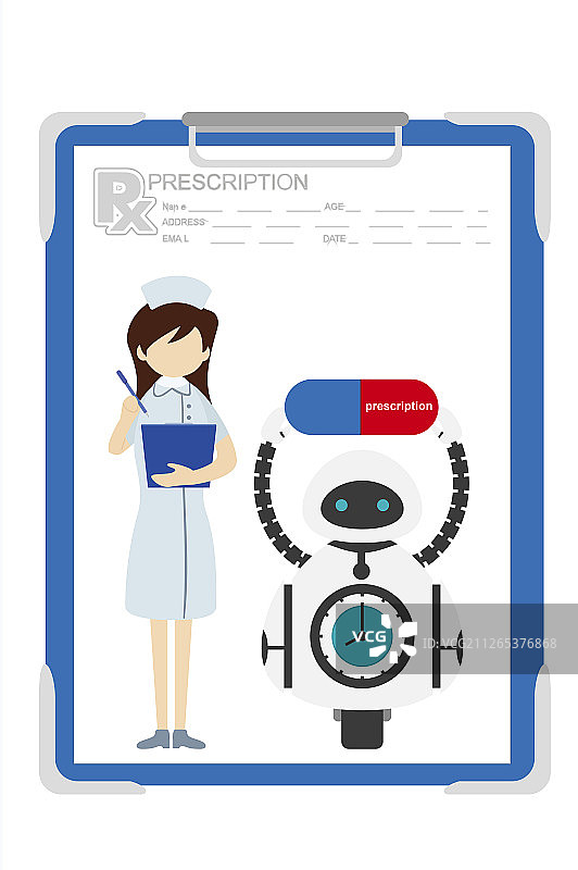 人工智能机器人与女护士图片素材