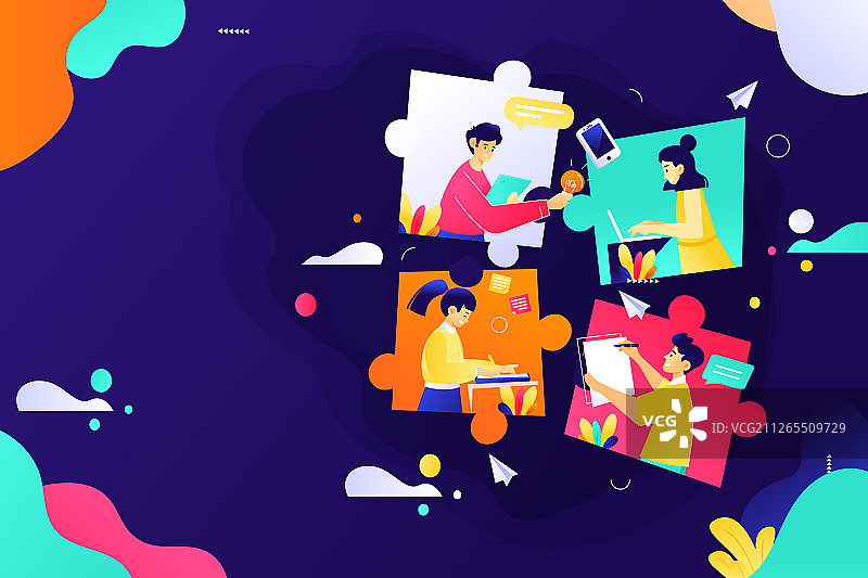 商务团队招聘工作效率职业职场办公背景矢量插画图片素材