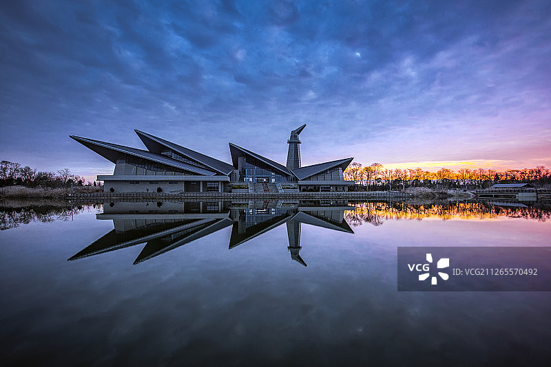 江苏盐城丹顶鹤保护区标志建筑图片素材