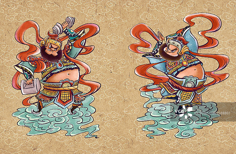 健身门神-趣味国潮插画图片素材