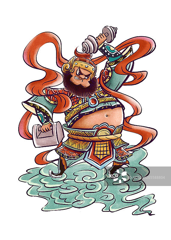 健身门神-趣味国潮插画图片素材