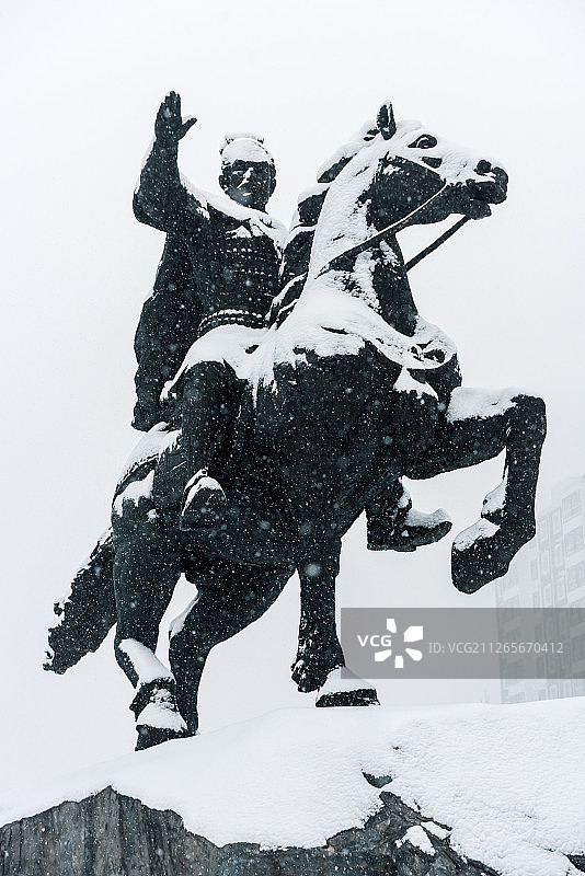 雪中的汉光武帝刘秀图片素材