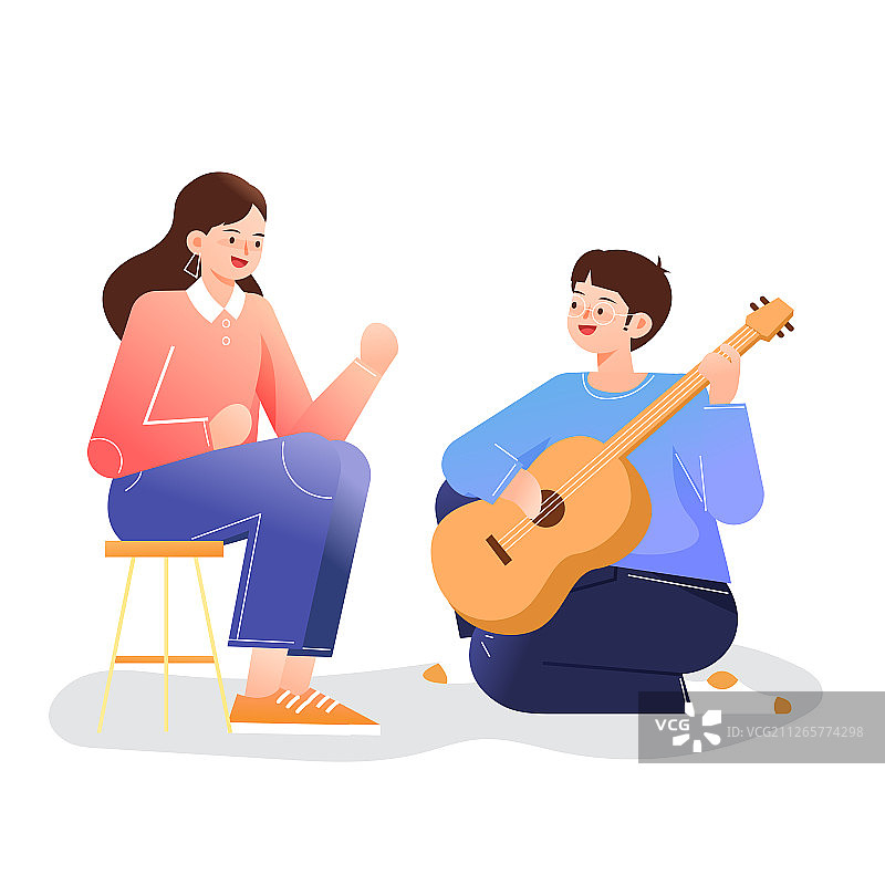 卡通清新七夕情人节浪漫爱情背景矢量插画图片素材