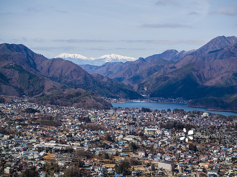 俯瞰山口湖图片素材