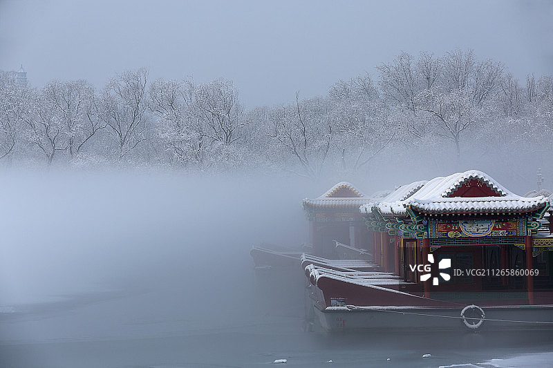 雪后颐和园昆明湖图片素材