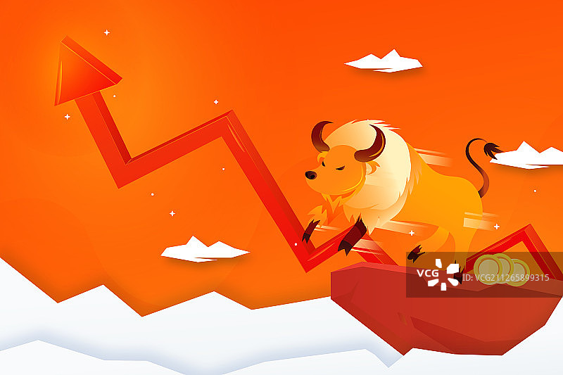 卡通互联网牛市金融概念活动渐变矢量背景插画图片素材
