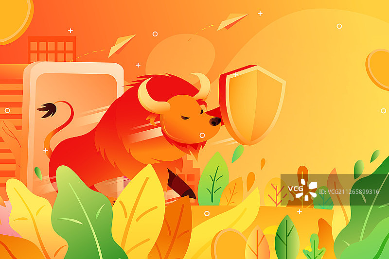 卡通互联网牛市金融概念活动渐变矢量背景插画图片素材