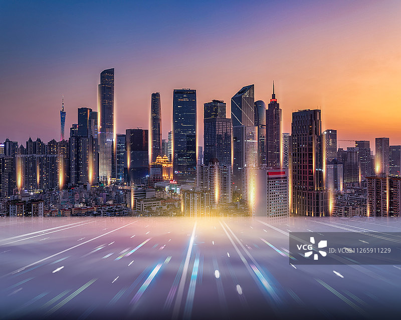 光线智能未来科技感商务房地产广告创意广州城市天际线金融中心图片素材