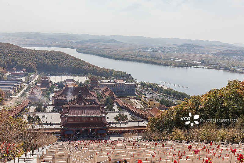 吉林敦化六鼎山国家公园建筑园林风光图片素材