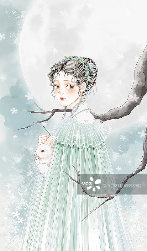 古风少女插画图片素材