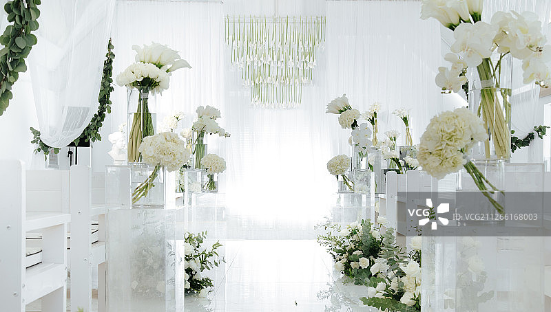 韩系纯白婚礼现场图片素材