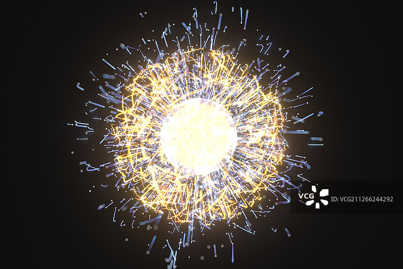 球形金色火花能量球 三维渲染图片素材