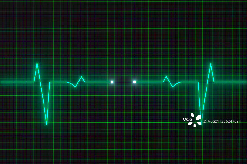 绿色屏幕上的心脏图曲线 三维渲染图片素材