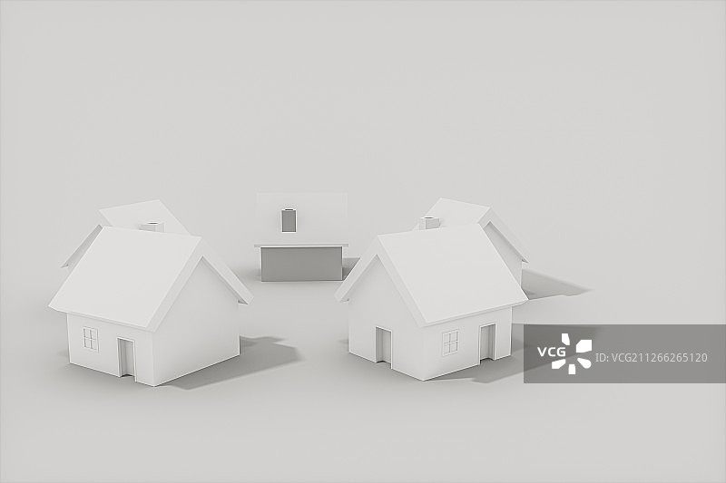 白色简约小屋模型 三维渲染图片素材