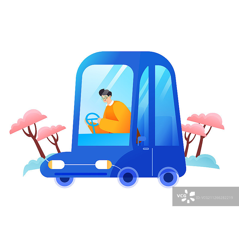 卡通开车学车汽车出行礼包活动矢量背景插画图片素材