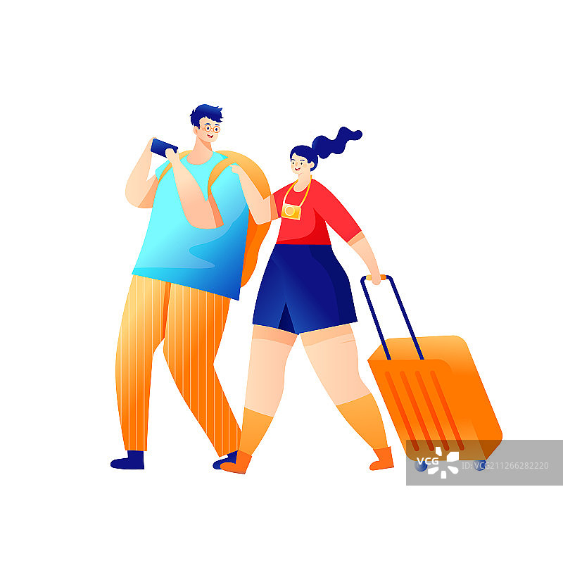 卡通清新情人节浪漫情侣约会旅游出行踏青背景矢量插画图片素材