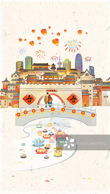 正月初八 放生祈福 散花灯图片素材