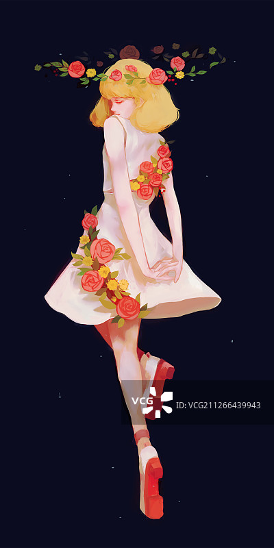 花环少女图片素材