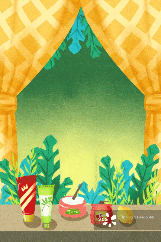 室内桌子上的护肤品插画GIF动图图片素材