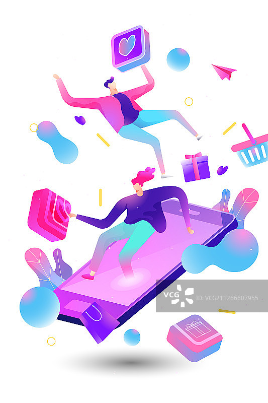 卡通清新白色情人节浪漫情侣电商促销活动背景矢量插画图片素材