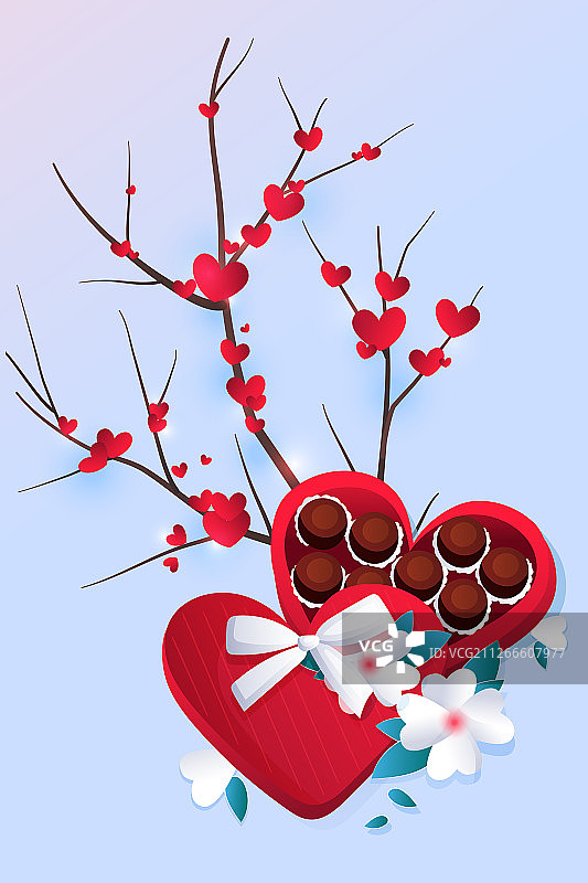 卡通清新白色情人节浪漫情侣纪念日礼物背景矢量插画图片素材