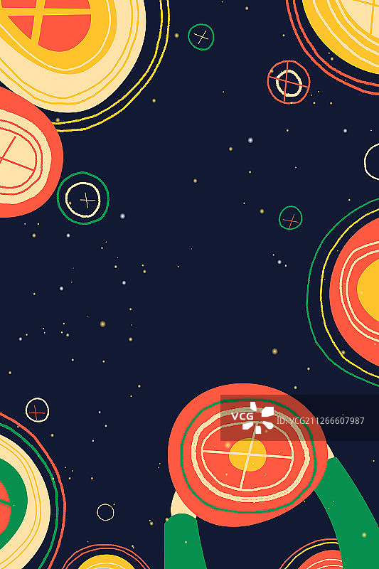 卡通元宵节快乐猜灯谜夜空背景中国风矢量插画图片素材