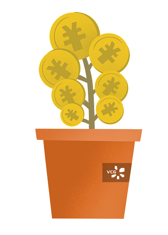 手绘扁平化摇钱树图片素材