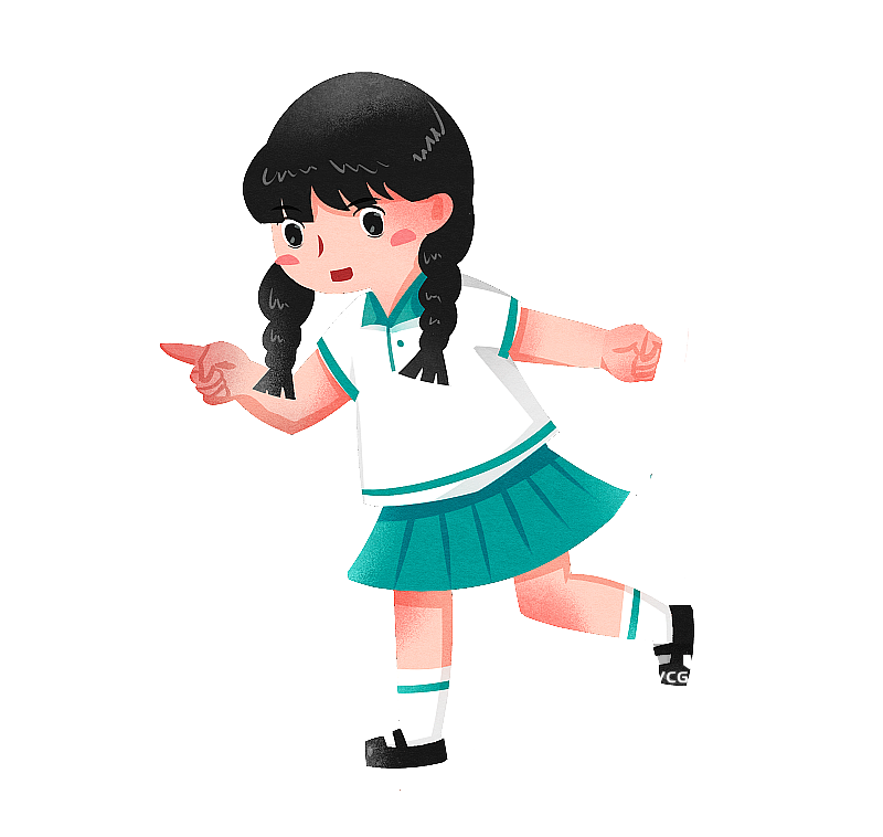 女孩奔跑插画元素图片素材