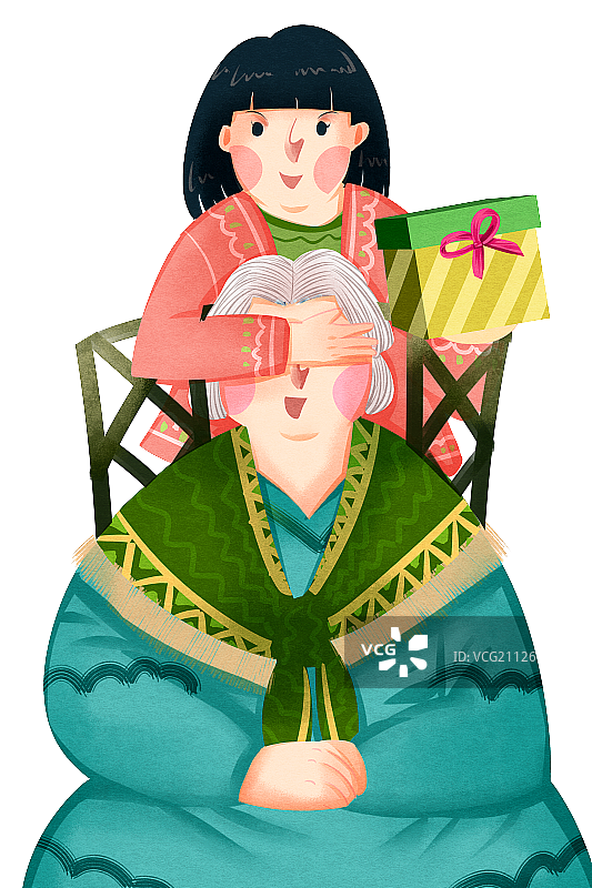 母亲节给妈妈送礼物插画元素图片素材