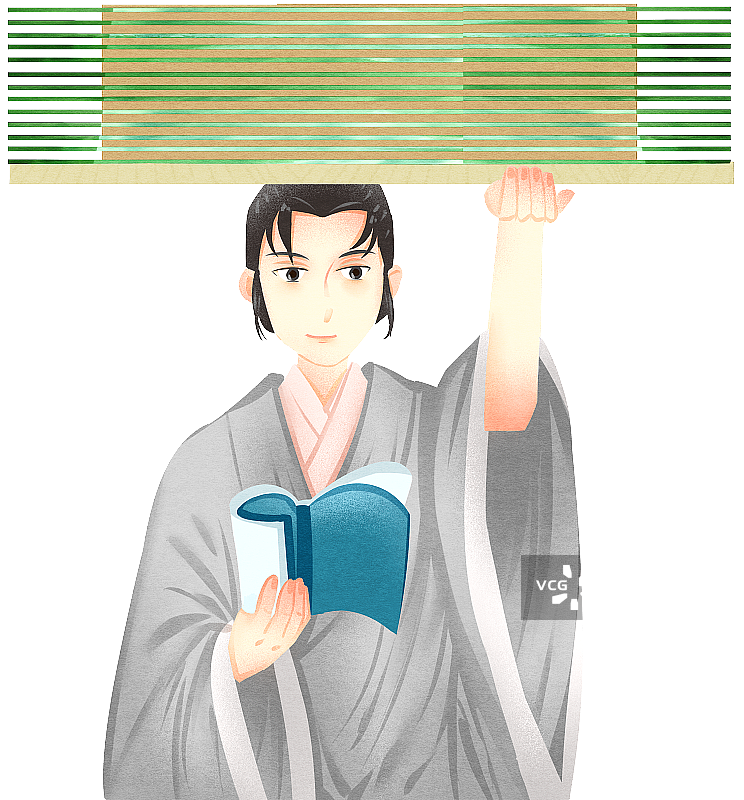中国风中国古代书生读书插画元素图片素材