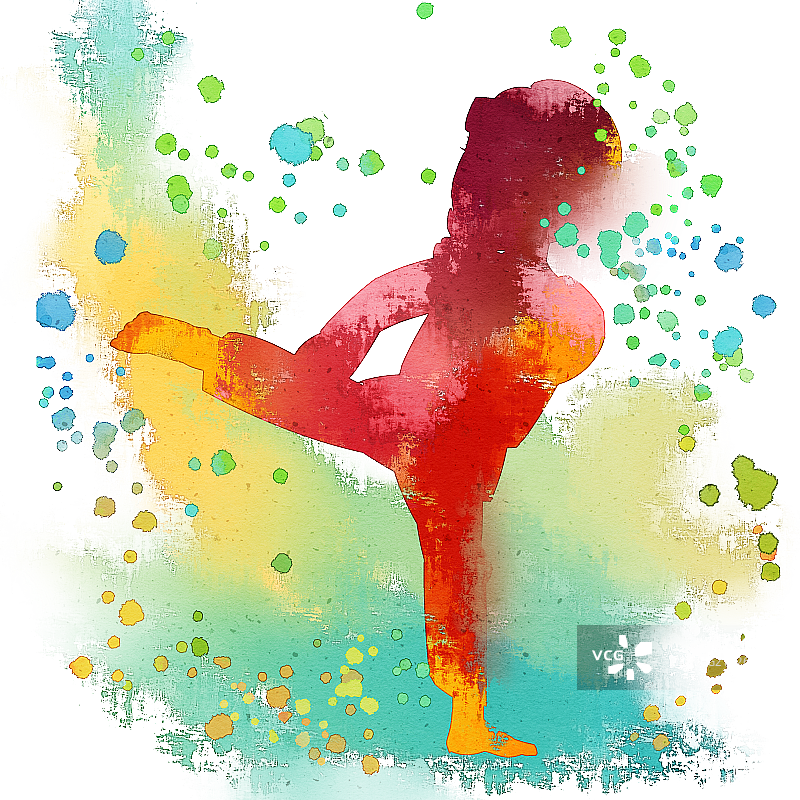 水彩风格项目跆拳道插画元素图片素材