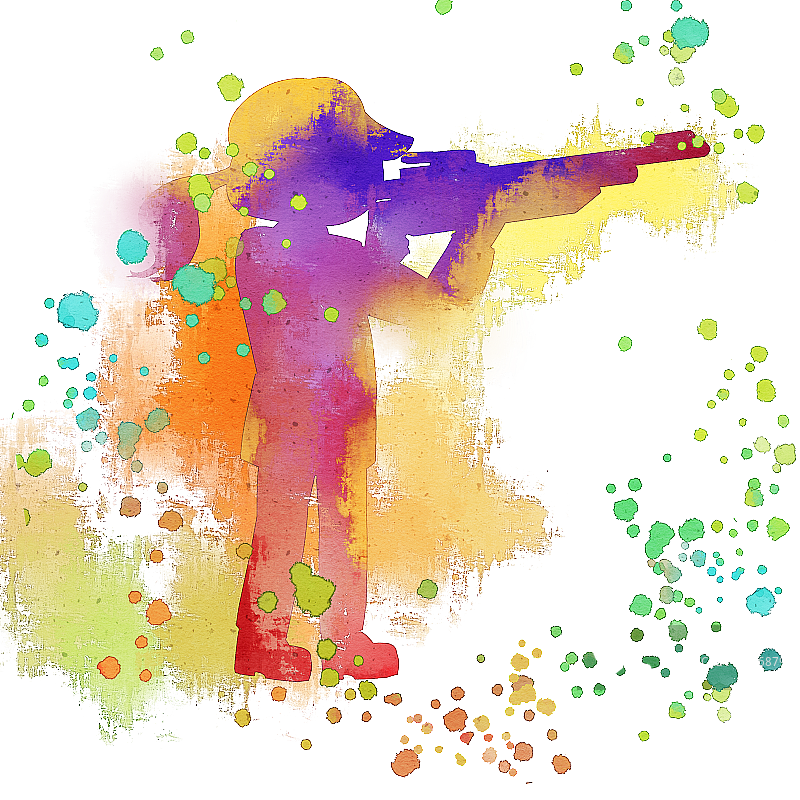 水彩风格会项目射击插画元素图片素材