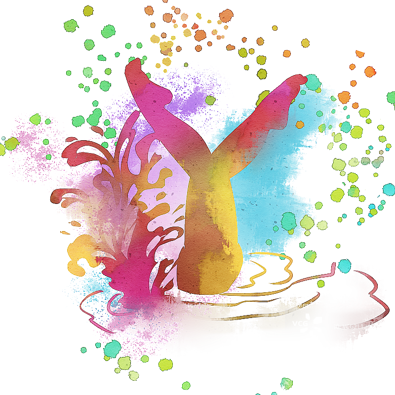 水彩风格会项目花样游泳插画元素图片素材