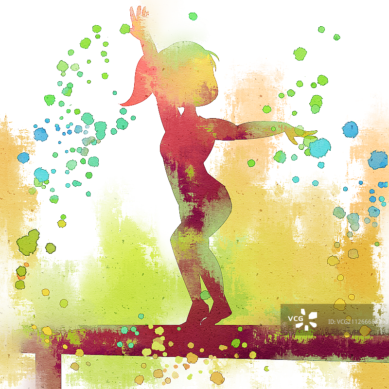 水彩风格会项目平衡木插画元素图片素材