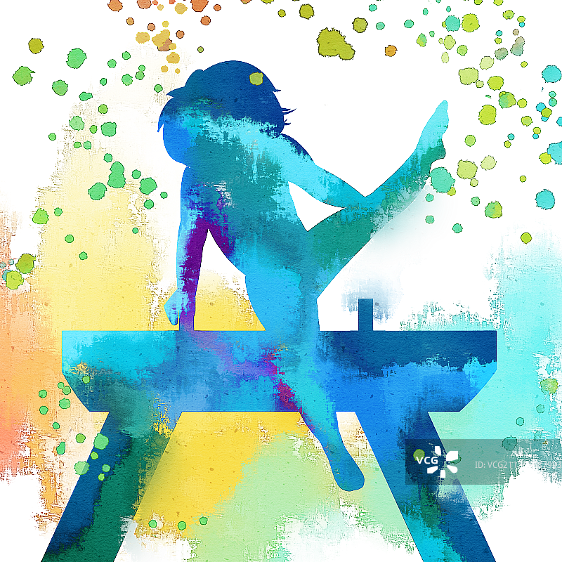 水彩风格会项目鞍马插画元素图片素材