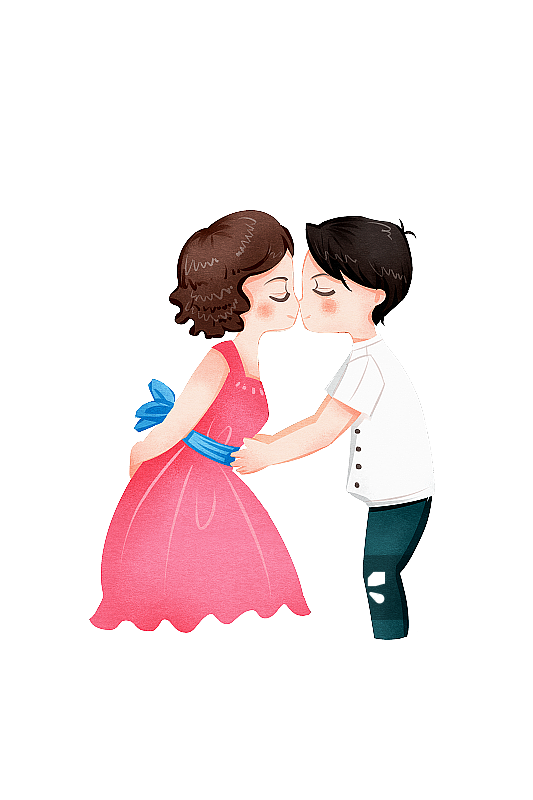 情侣接吻插画人物元素图片素材