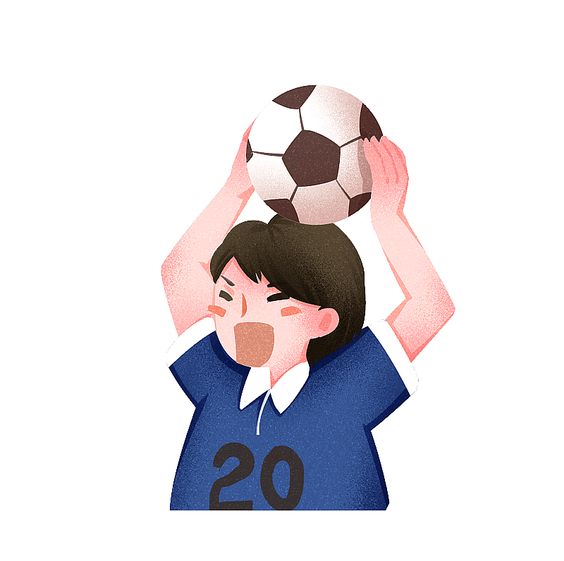 男孩守门员头顶着足球插画人物元素图片素材