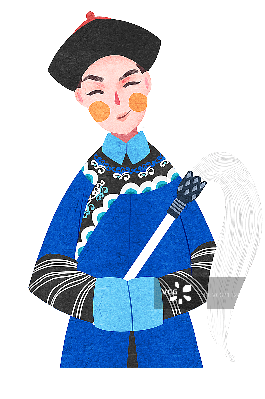 国潮风中国清朝公公插画人物元素图片素材