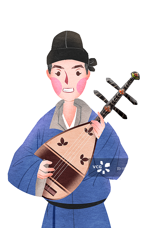 国潮风中国唐朝乐师插画人物元素图片素材