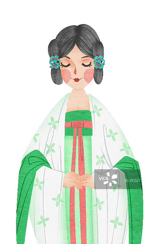 国潮风中国唐朝宫女插画人物元素图片素材