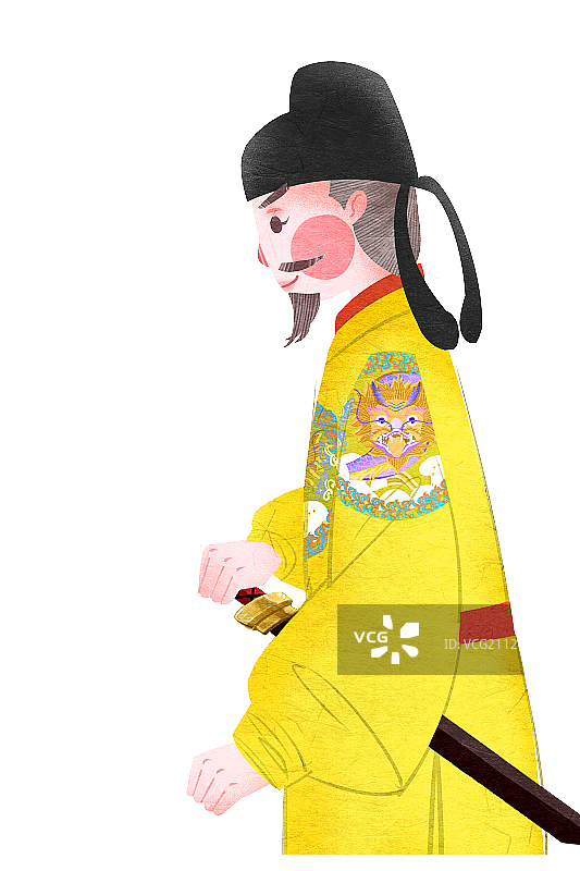 国潮风中国唐朝皇帝插画人物元素图片素材