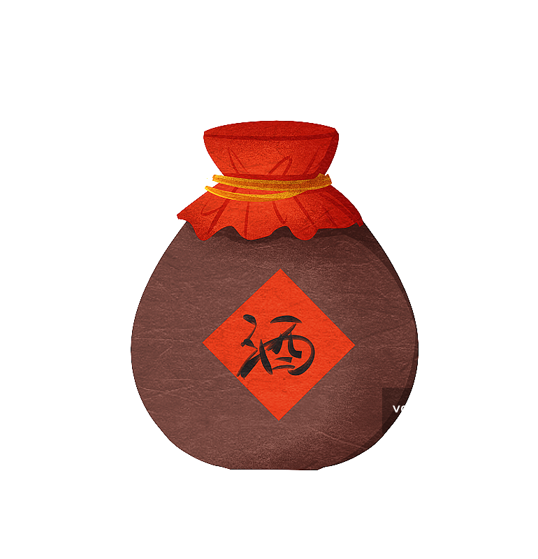 中国风酒坛插画元素图片素材