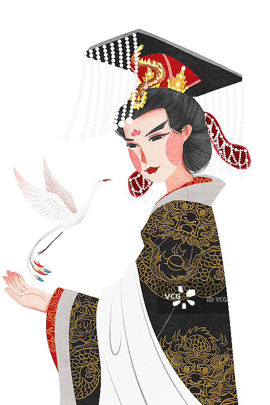 国潮风中国唐朝女皇武则天插画人物元素图片素材