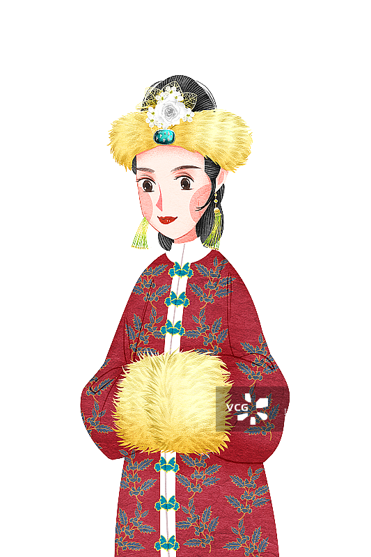 国潮风中国明朝女性服饰插画人物元素图片素材