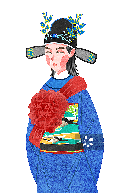 国潮风中国明朝状元插画人物元素图片素材