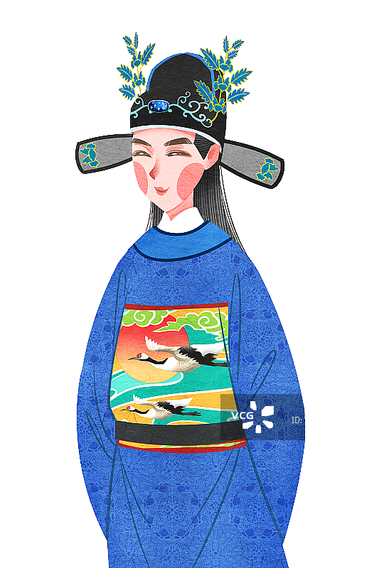 国潮风中国明朝状元插画人物元素图片素材