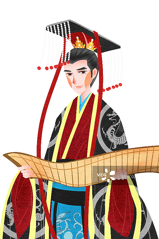 国潮风中国汉朝皇帝插画人物元素图片素材